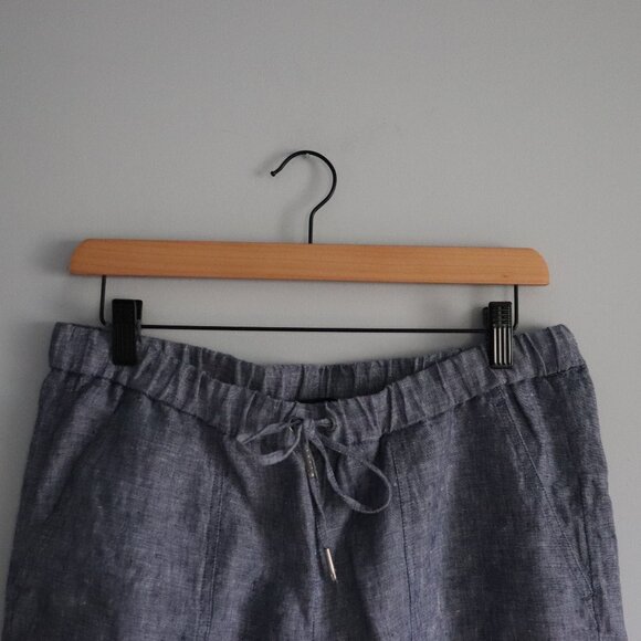 Saks Fifth Avenue 100% Linen Medium Straight Leg Elastic Roll Cuff Trouser Pants - Picture 3 of 11